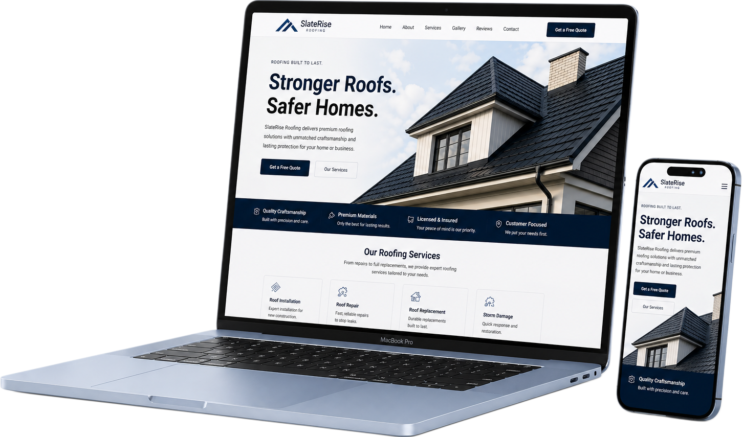 Website mockup on laptop and phone