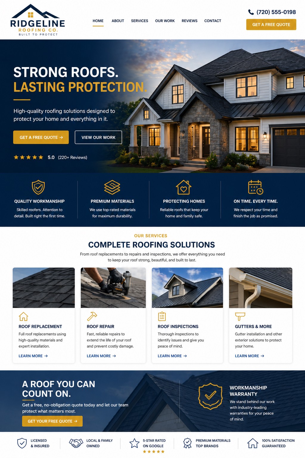 Roofing website example